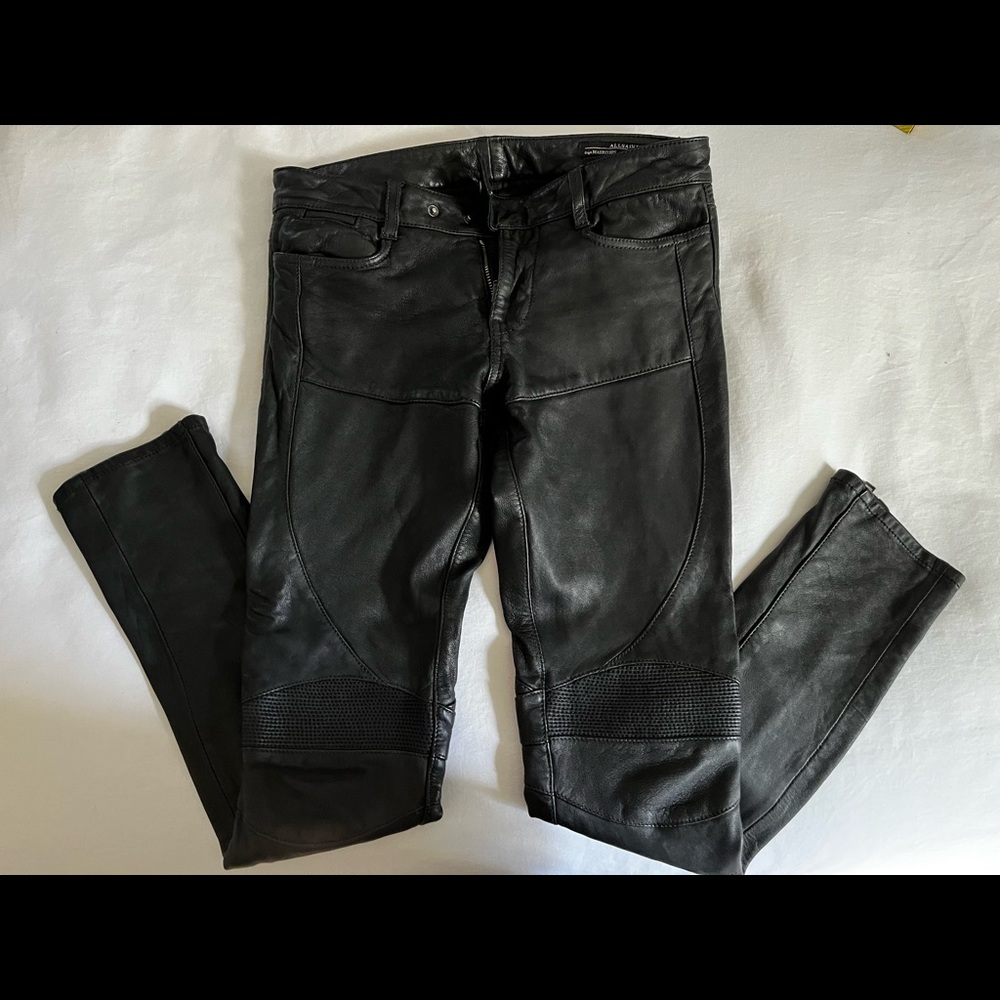 Allsaints Moto Leather Pants Womens Size 24